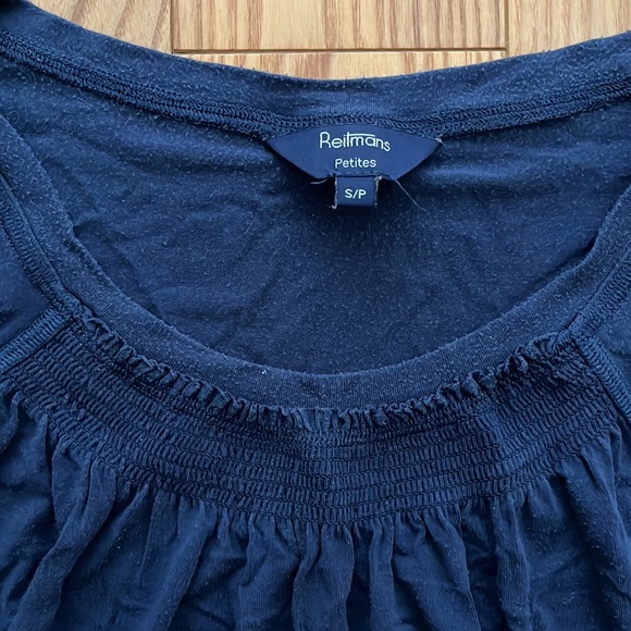 Reitman’s Petite 3/4 Sleeve Navy Shirt - Picture 2 of 4